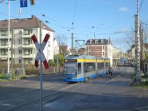 niveaugleicher Bahnübergang in der Rathausstr in Markkleeberg