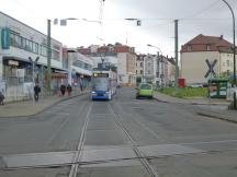 niveaugleicher Bahnübergang in der Rathausstr in Markkleeberg