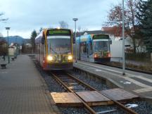 Zugbegegnung in Niedersachswerfen (Abschnitt ohne Oberleitung)