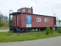 Mackenzie Visitor Centre in einem Caboose am John Hart Highway, BC