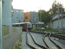 niveaugleiche Kreuzung Pöstlingbergbahn/Mühlkreisbahn westl. des Bf Urfahr