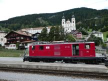 HGe 4/4 I Lok Nr.36 der Furka-Oberalp-Bahn im Bf Disentis